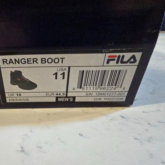Fila Ranger Boot Mid-Top Suede Shoes Black / Orange 1BM01277-001 Mens Size 11 - Picture 9 of 14